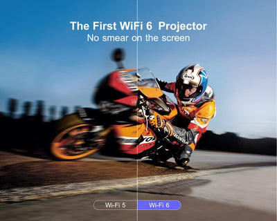 [Auto Focus] Projector with WiFi 6 and Bluetooth 5.2, 500 ANSI Projector 4K, WiMiUS P62 Native 1080P Outdoor Movie Projector, Auto 6D Keystone & 50% Zoom, Smart Home Projector for Phone/PC/TV Stick - Wimius-store