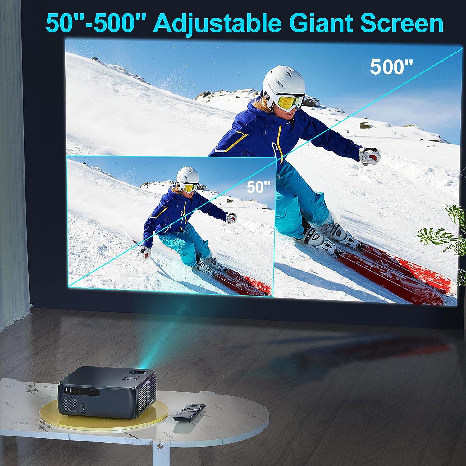 Native 1080P Projector Support 4K Full HD, WiMiUS S1 Top Bright