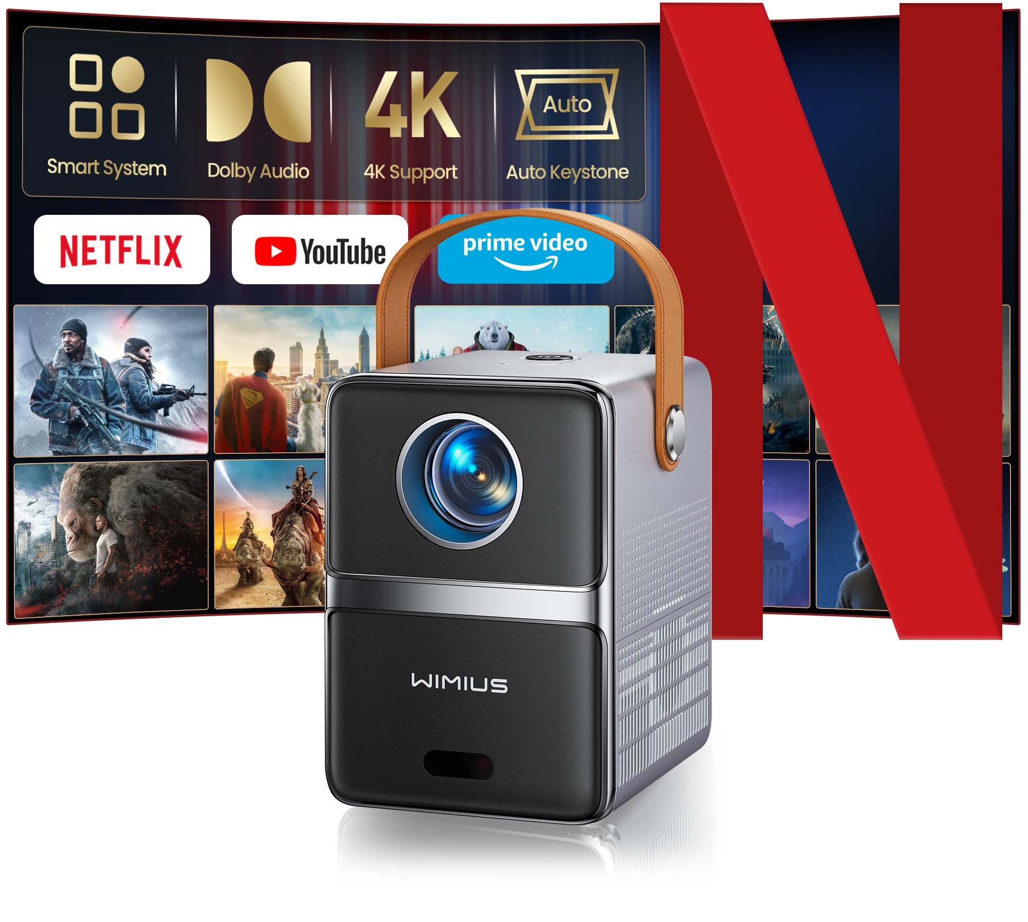 Mini 4K Projector【Netflix Officially/Dolby Audio/Short Throw Mini 4K Projector【Netflix Officially/Dolby Audio/Short Throw