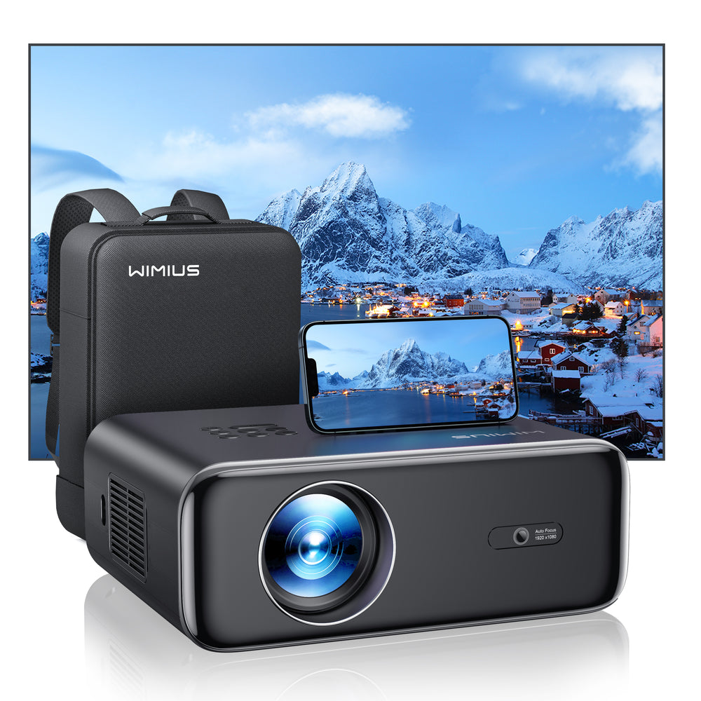 【Auto Focus & Keystone】Projector, WiMiUS Outdoor Projector P62 WiFi 6 Bluetooth Full HD 1080P Portable Projector Supported 4K,4D/4P Keystone 50% Zoom 300" Display Home Cinema Projectors for Smartphone/TV Stick/PPT/PS5
