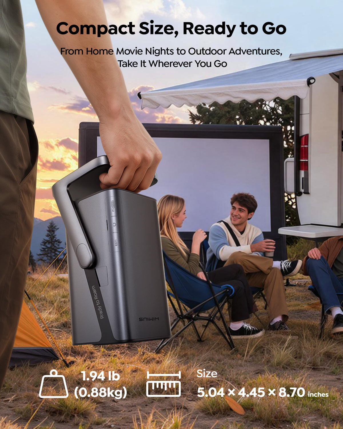 Smart Mini Projector [Built-in Apps/4K Support] with WiFi and Bluetooth, Movie Projector