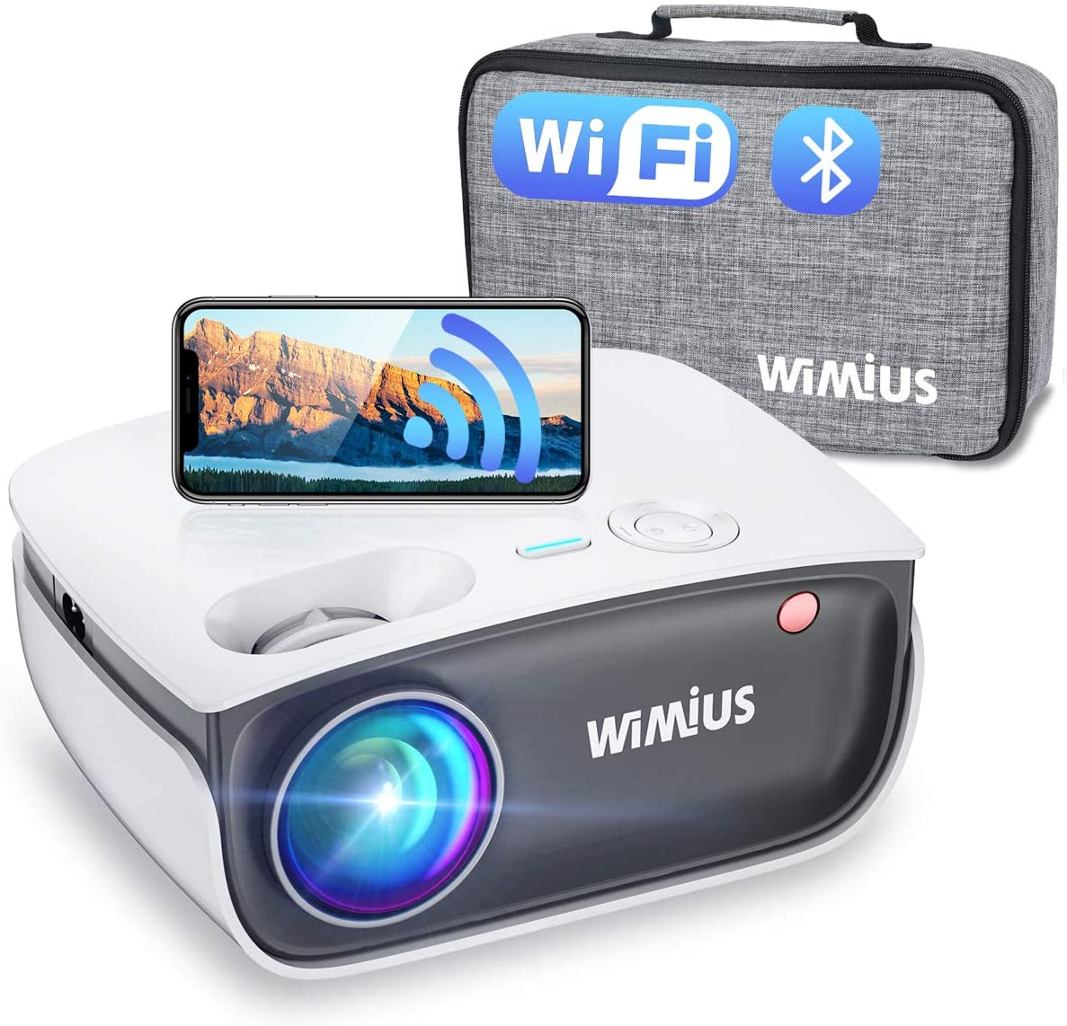 Wifi Bluetooth Projector Support 1080P Full HD Enhanced, 20%+ Brightness, WiMiUS S25 Mini Portable Outdoor Movie Projector w/ Wireless Mirroring & Airplay & Zoom 50%, for Fire TV Stick, HDMI, PC, PS4