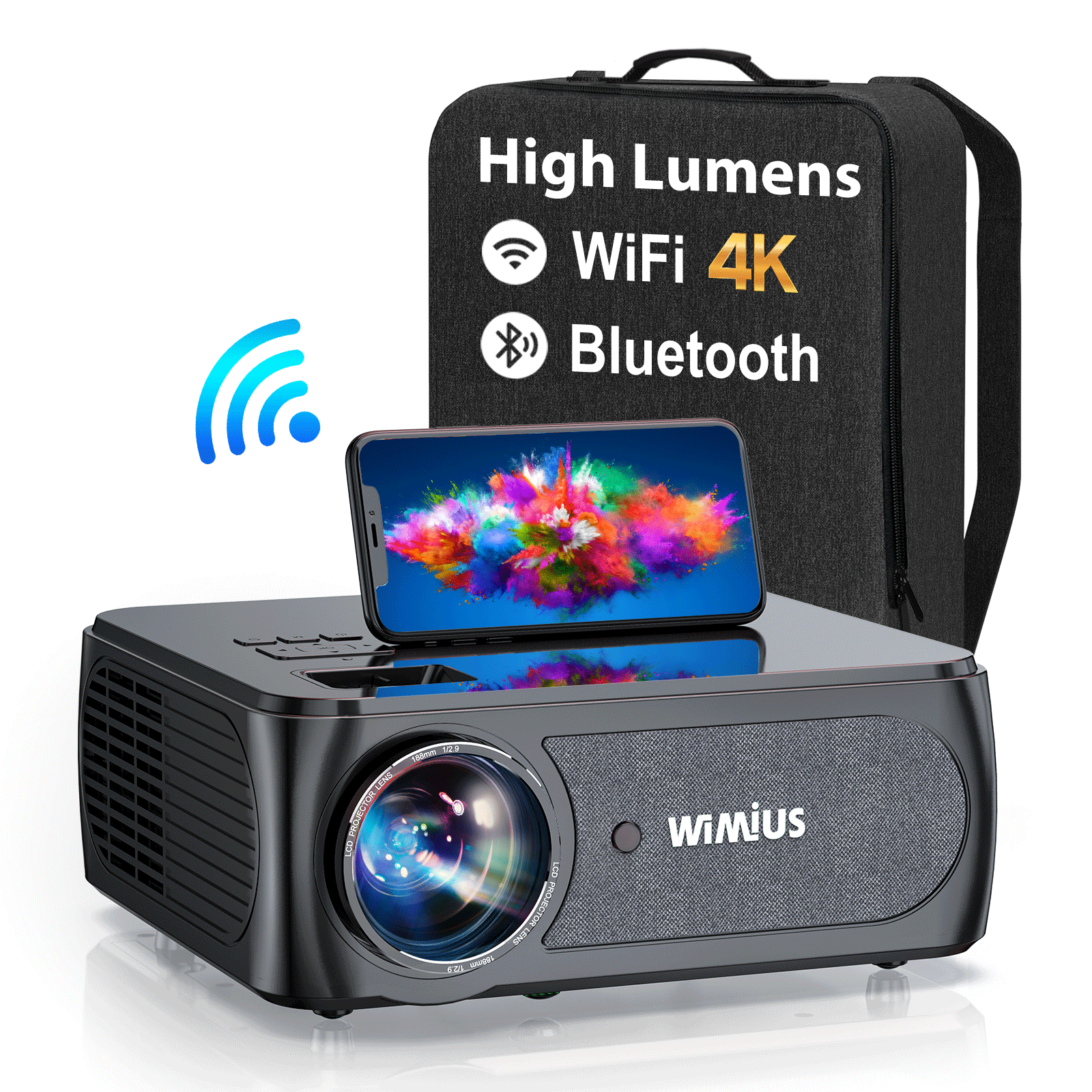 postkantoor Merchandiser barst Projector, WiMiUS Top K8 5G Wifi Bluetooth Projector, Full HD Native 1 -  Wimius-store